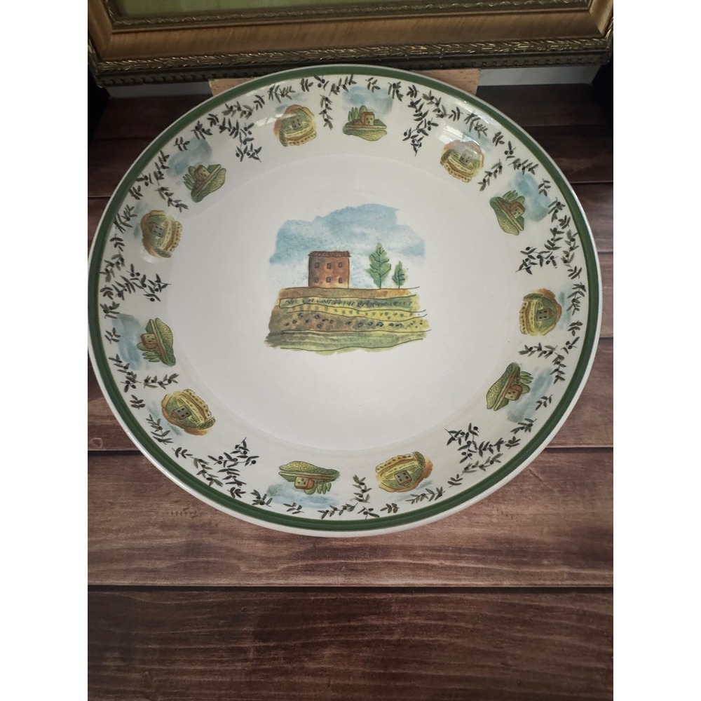 Italian Hand Painted 15" Bowl, Tuscan Villa Fruit Bowl, Made in Italy